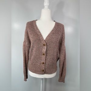 So Pink Marble Button Cardigan